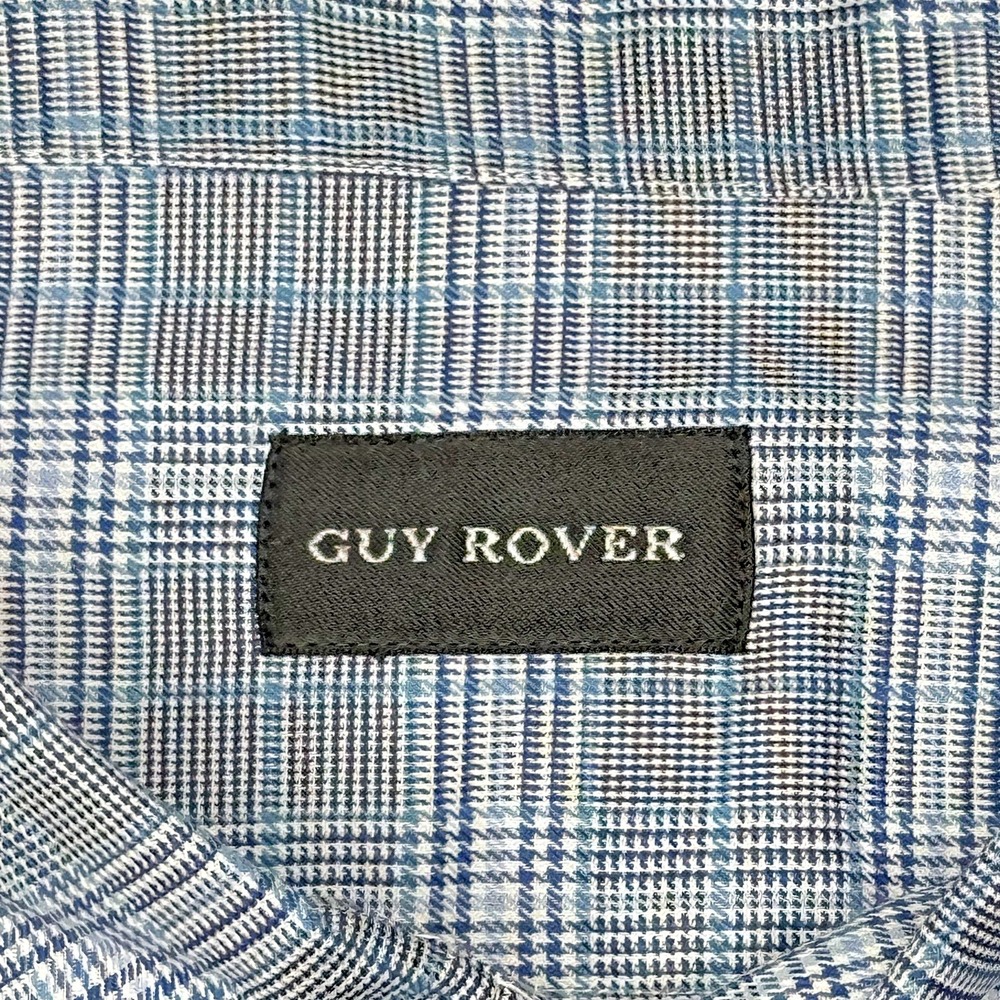 Guy Rover Button Down‎ Shirt Mens XL Blue Glen Plaid Made In Italy Long Sleeve